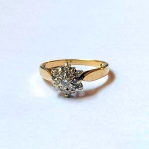 10k yellow gold stamped diamond cluster ring